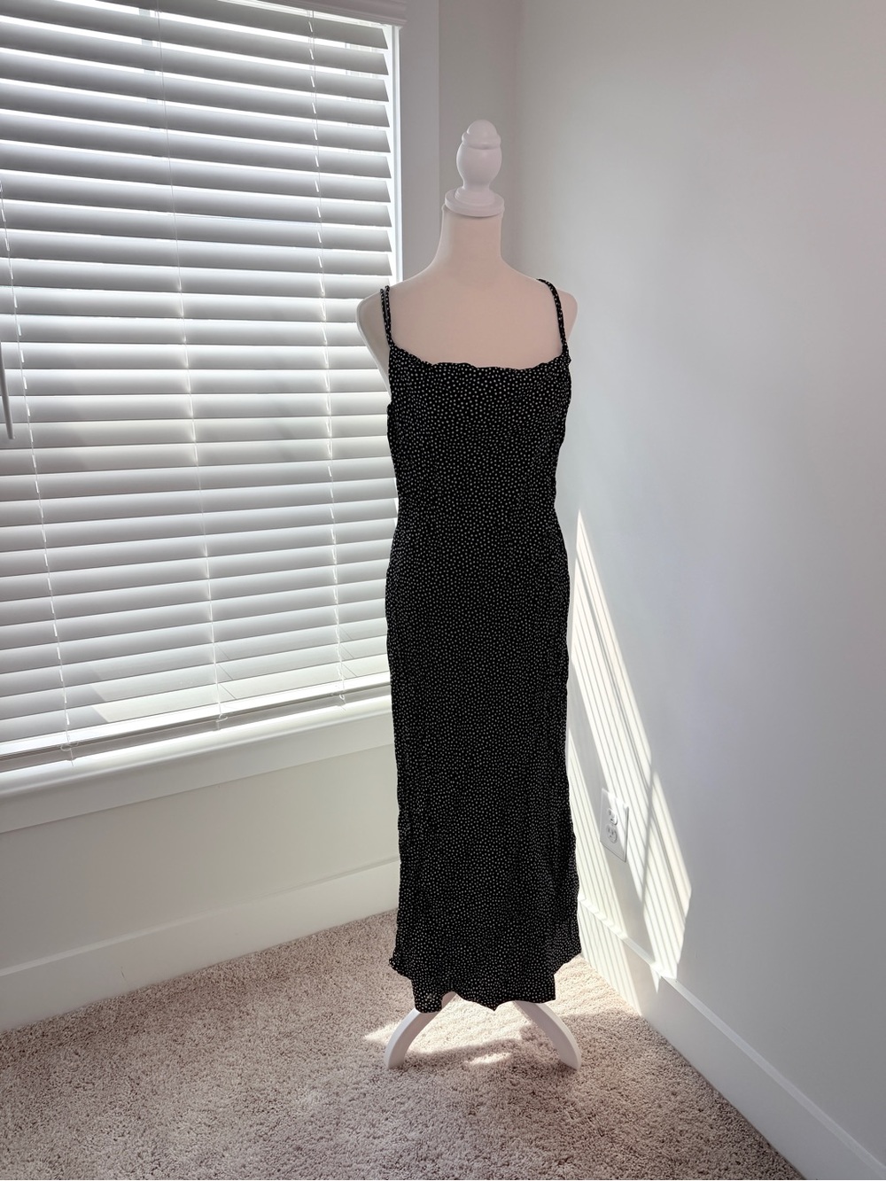 Zara Black Polka Dot Slip Midi Dress